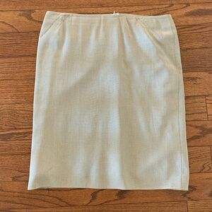 Vintage Armani Collezioni Italy Skirt Cream Chevron Size 14 Cotton Silk MIDI